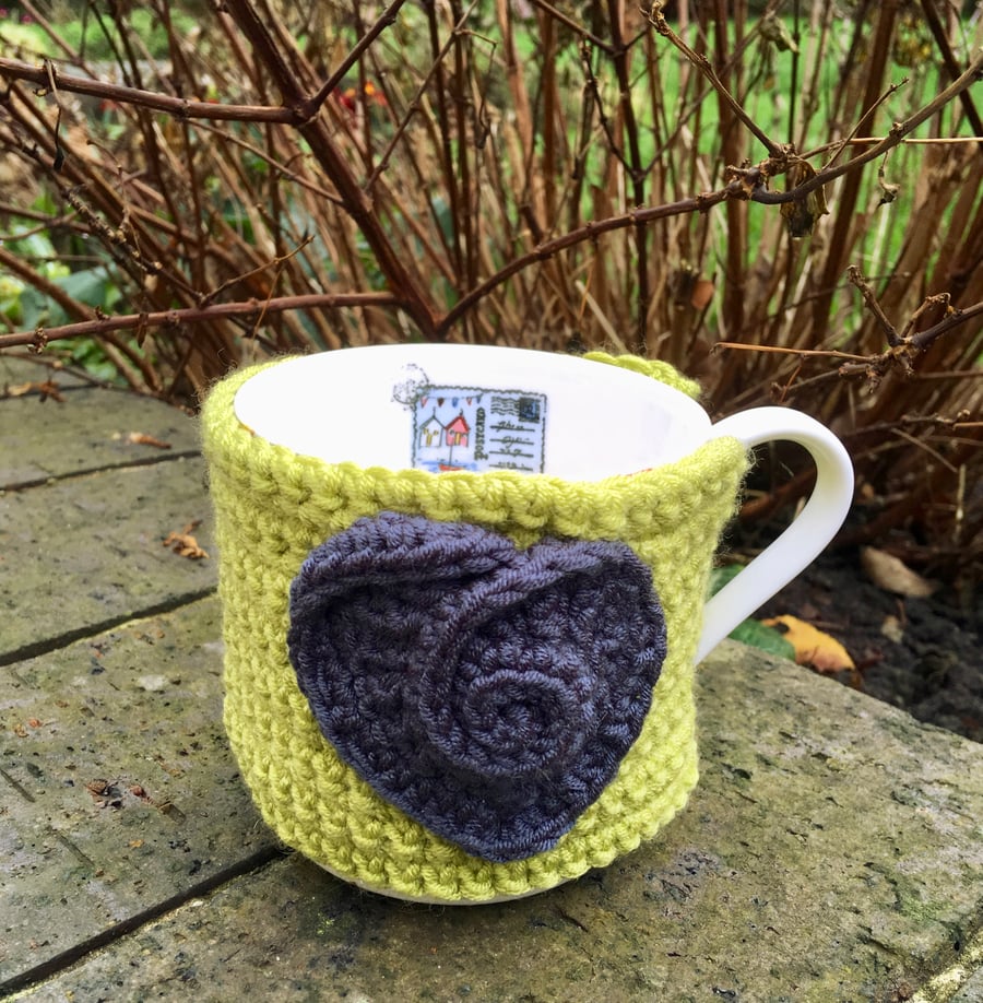 Blue Rose Heart Mug Cosy, Gift For Valentine