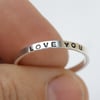 Personalised Ring, Silver stacking ring, 2mm Hand Stamped Band