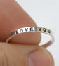 Personalised Ring, Silver stacking ring, 2mm Hand Stamped Band - Image 1