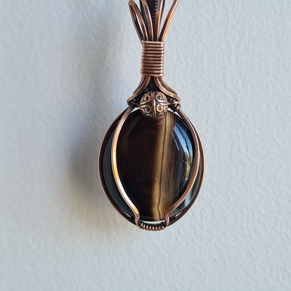 Mens Unisex Natural Onyx Copper Pendant Necklace Gift Crystal Jewellery Jewelry