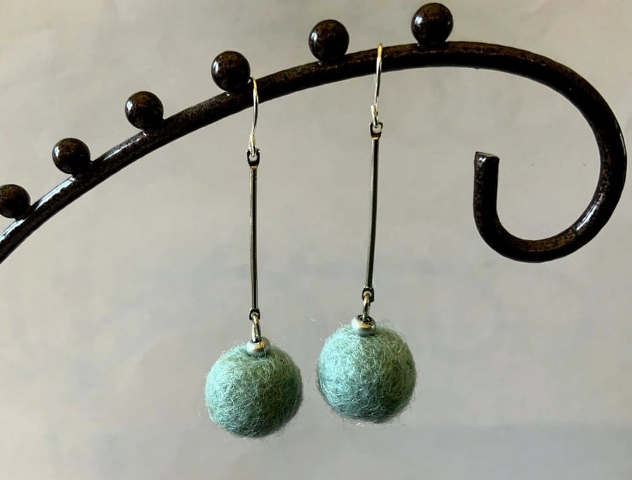Merino wool ball earrings