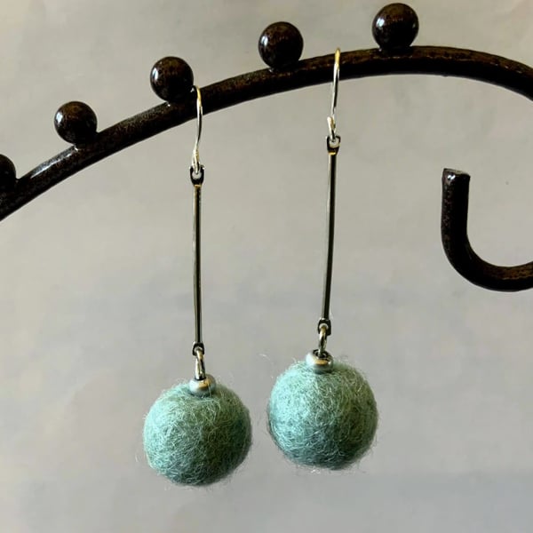 Merino wool ball earrings