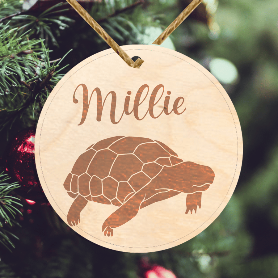 Tortoise Turtle Pet Personalised Name Christmas Gift Tag Christmas Bauble Name