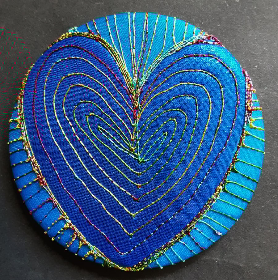 58mm Multicoloured Heart Textile Badge 