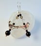 Tibetan Silver Bird Earrings With Onyx & Crystal, Mother's Day, Valentine Gift  - Image 2