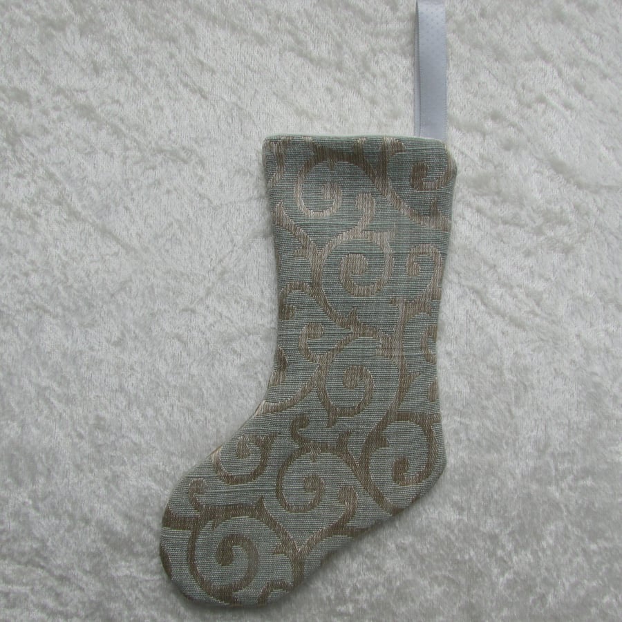 SALE - Duck-egg blue small Christmas stocking tree decoration