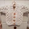 Hand Knitted Cream Aran Baby Cardigan 0-6 months