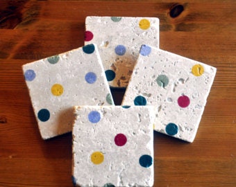 Emma Bridgewater Styled Polka Dot Heavy Natural Stone Coaster