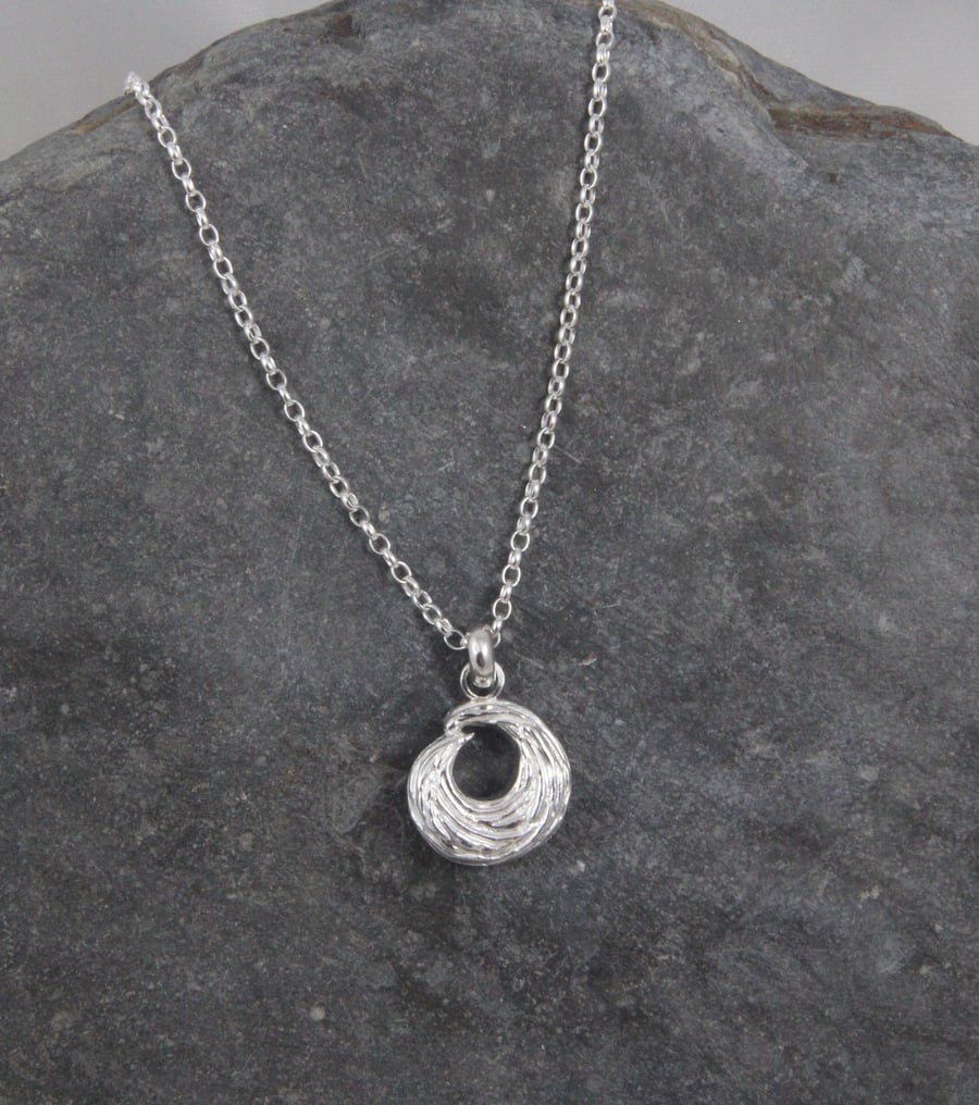 Ebb and Flow Medium Wave Sterling Silver Pendant 