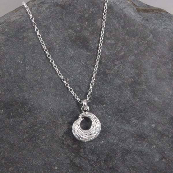 Ebb and Flow Medium Wave Sterling Silver Pendant 