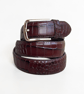 Burgundy Full Grain Crocodile Embossed Belt Gold-Tone Buckle Mens Belt 38mm - Image 7