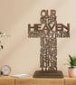 Wooden Lords Prayer Cross - Our Father - Walnut - Christian Home Decor - Image 2