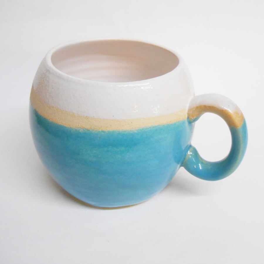 Mug Huggable Cloudy Turquoise Blue Stoneware Ceramic.