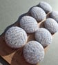 Set of eight scrap bag buttons -baby blue and oatmeal Harris Tweed - Image 1