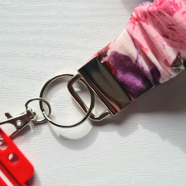 Handmade Scrunchie Lanyard Pretty Multi Floral Soft Cotton ID Badge Holder