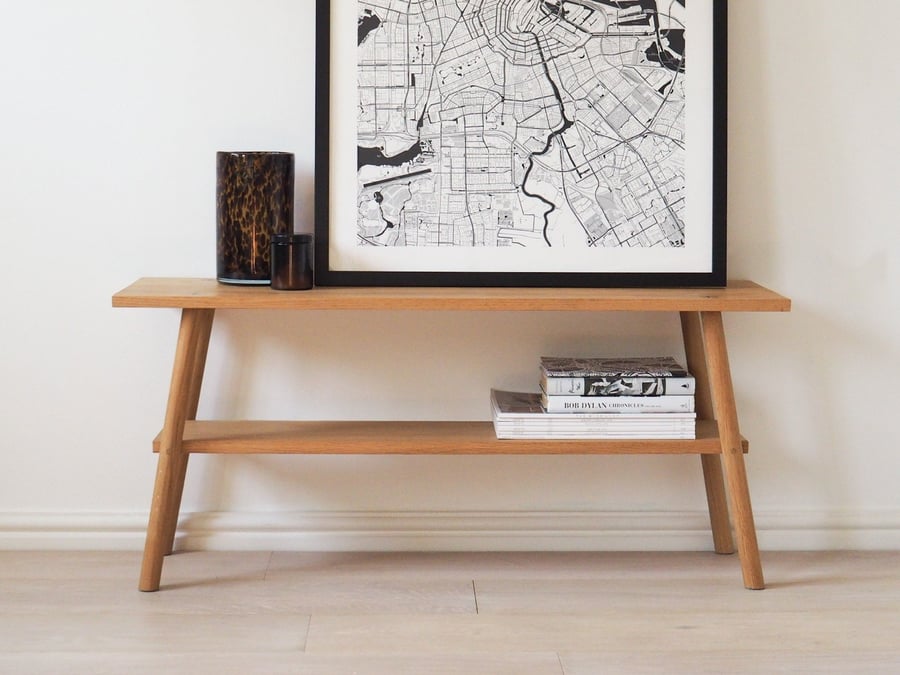 TV Stand Bench - Solid oak mid century design