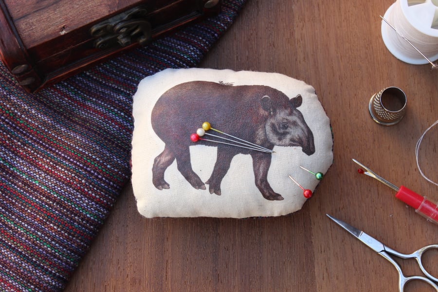 Tapir Welsh Tweed Magnetic Pin Cushion - Animal Plush Needle Minder Gift