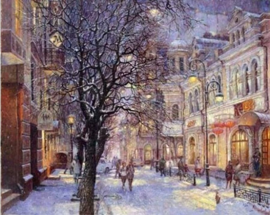 Syntego DIY Paint by Numbers for Adults, City in Winter Canvas Acrylic Painting 