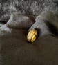 resin ring with black mica and gold leaf