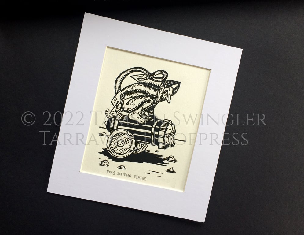 Fire in the Hole - Devil and Sinner - Limited Edition Lino Print
