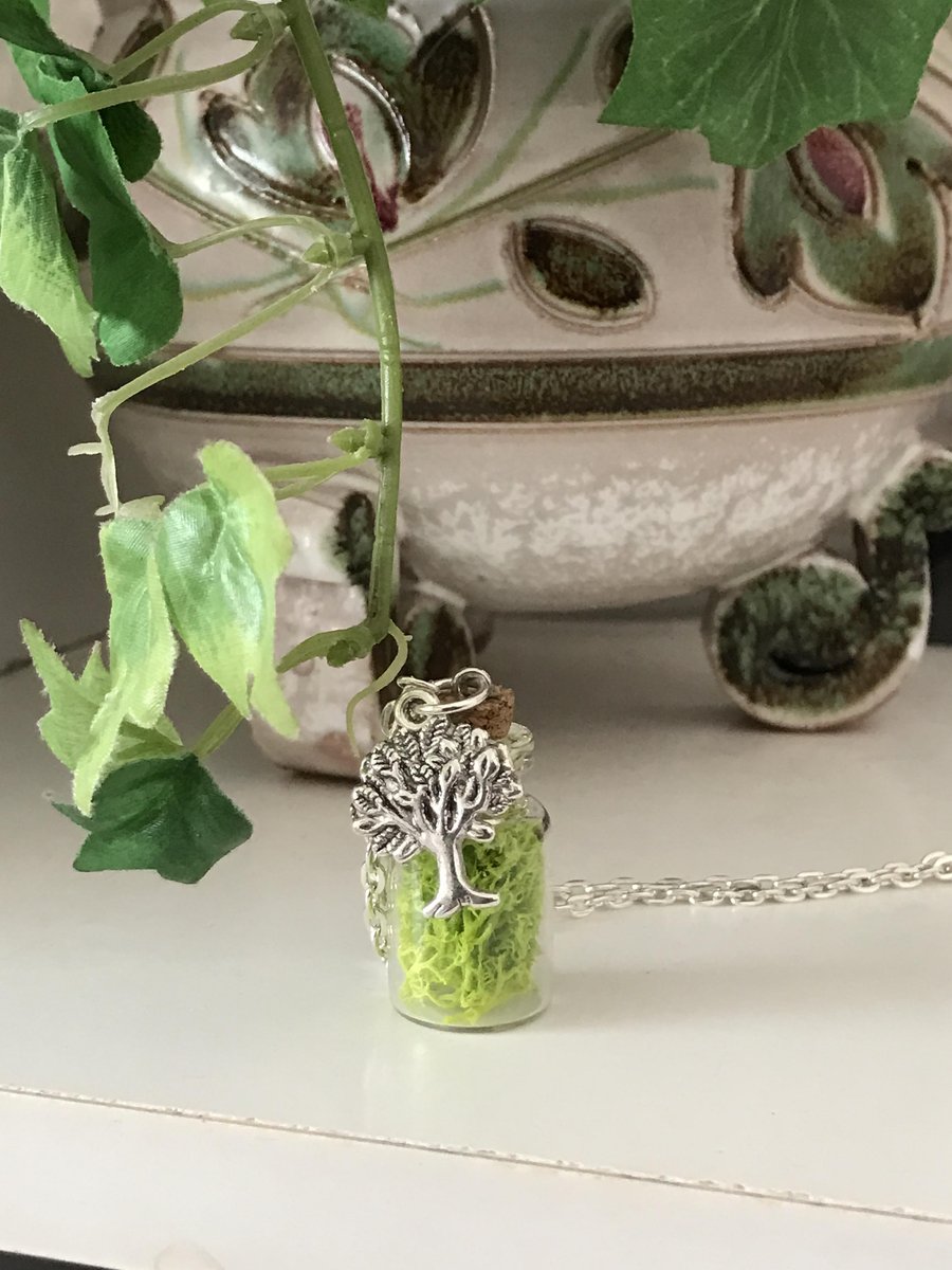 Mini Terrarium Moss Bottle Necklace 