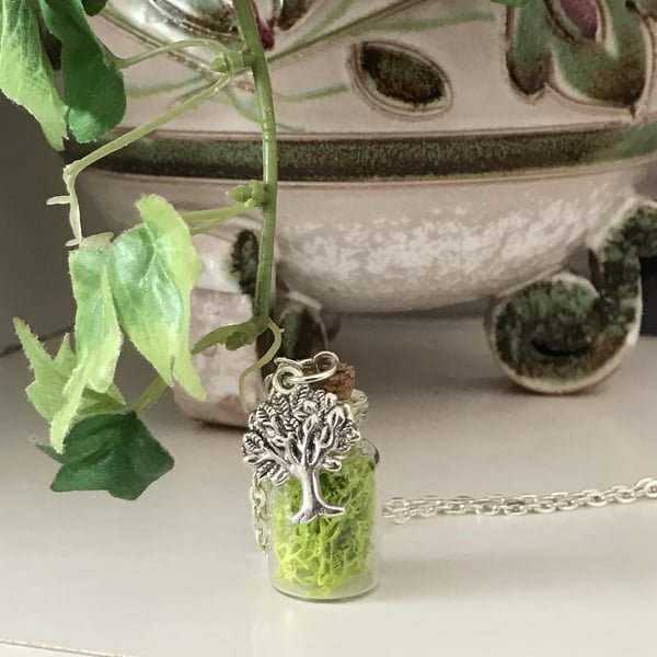 Mini Terrarium Moss Bottle Necklace 