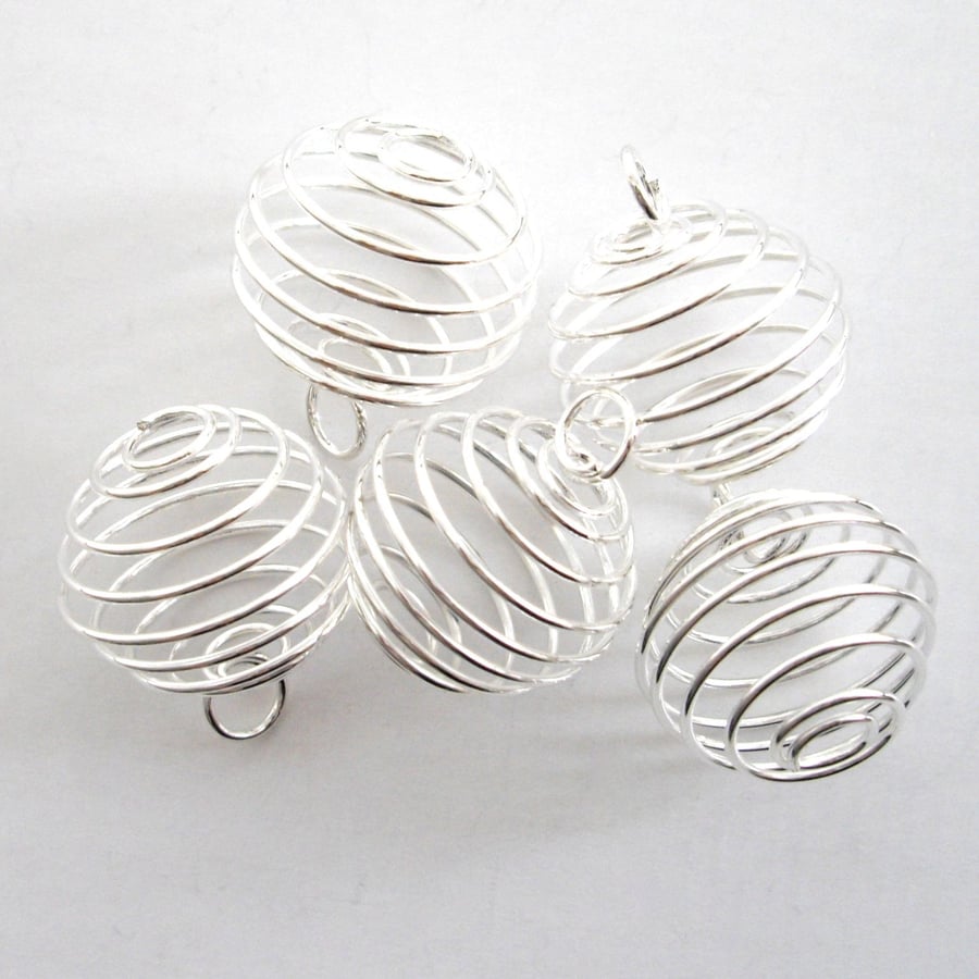 10 x Spiral Bead Cage Pendants