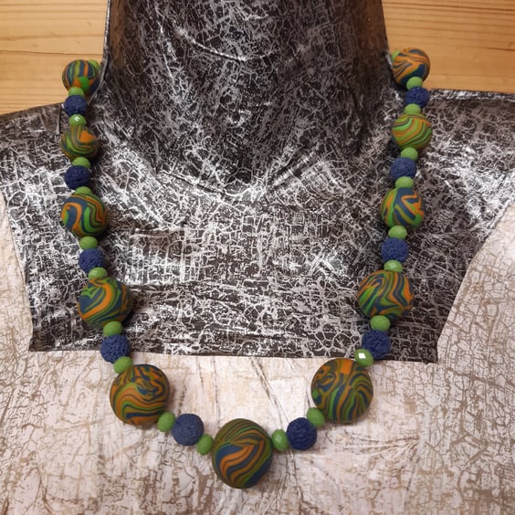Fun jewellery - multicoloured polymer clay necklace