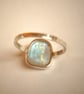 Rose Cut Glowing Rainbow Moonstone Ring - Image 3