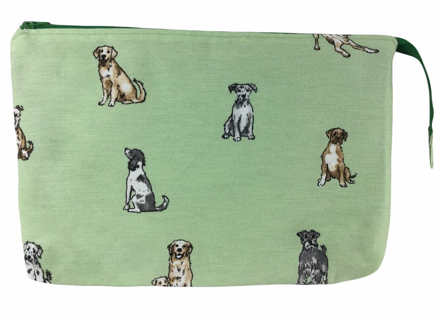 Organiser knitting bag with dogs, crafting pouch with sections, 3 compartment li