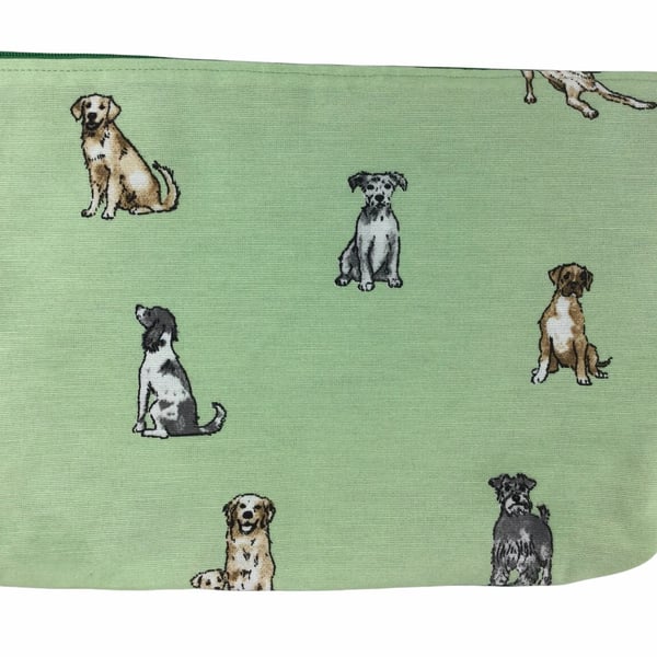 Organiser knitting bag with dogs, crafting pouch with sections, 3 compartment li