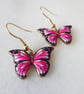 Pink Butterfly Earrings with KC Gold Ear Wires - Image 2