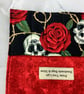 Skulls and roses fabric brush roll, Gothic pencil wrap, Tool wrap,  Handmade - Image 2
