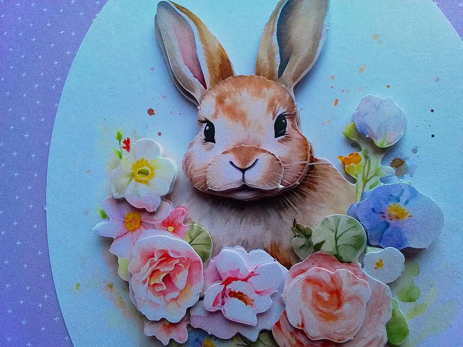 Easter card. New baby card. Birthday card. Blank card. Bunny. Ref 386
