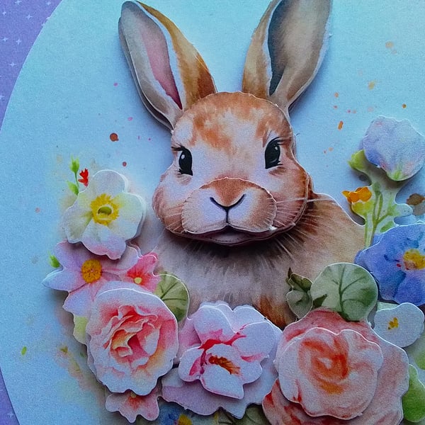 Easter card. New baby card. Birthday card. Blank card. Bunny. Ref 386