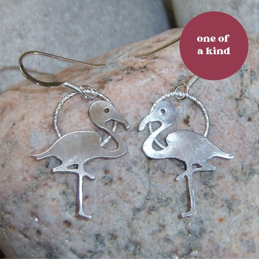 Flamingo earrings in sterling silver
