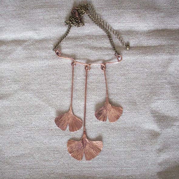 Triple Gingko Leaf Necklace