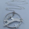 Sterling silver hare pendant, Celestial jewellery, British wildlife