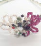 Purple Black and Cream Beaded Floral Tiara, Prom Headband, Flower Tiara - Image 4