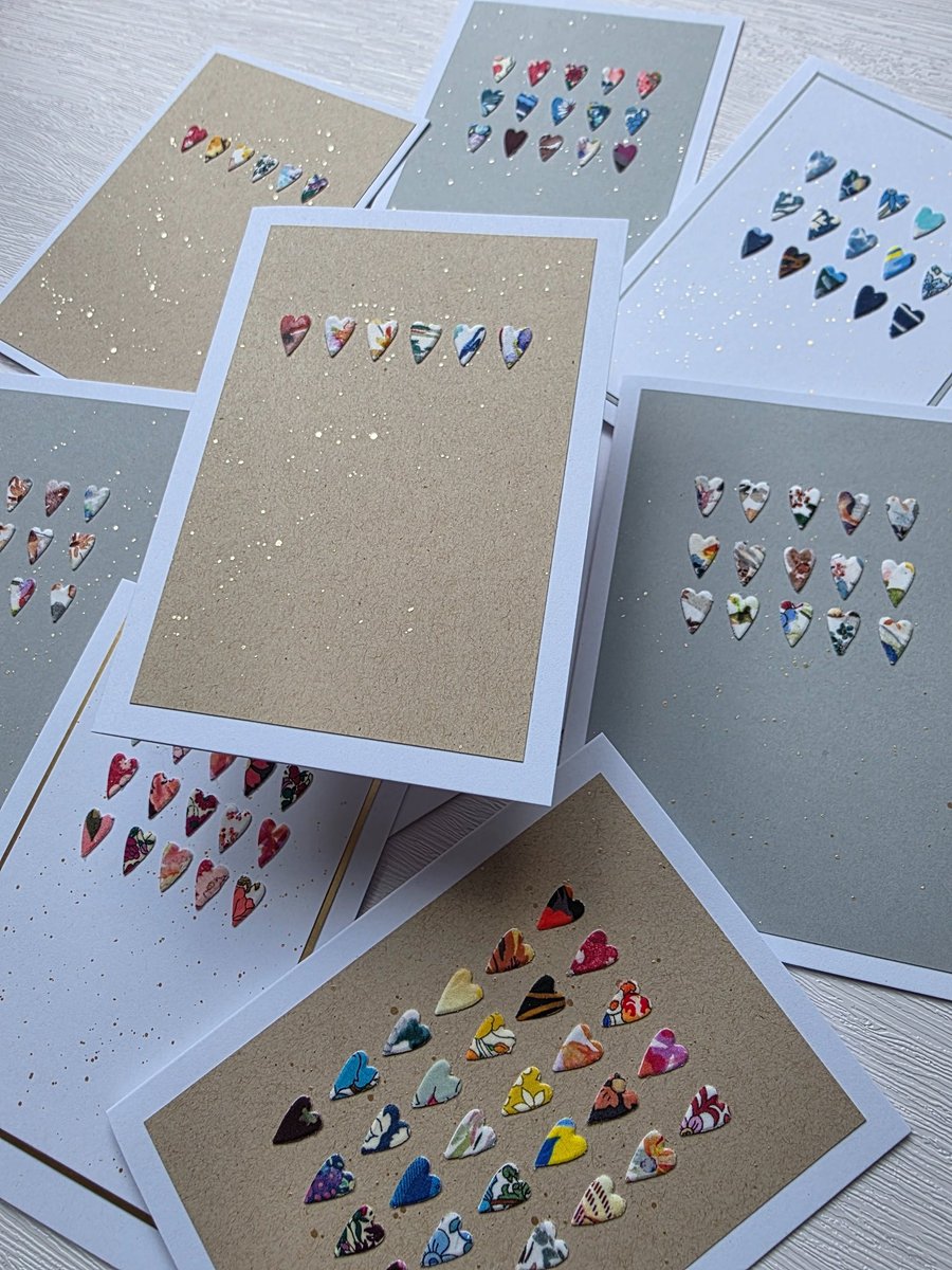 Liberty Print Fabric Hearts Card (mini hearts)