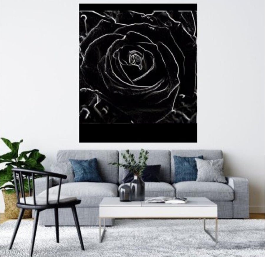 BLACK AND WHITE ABSTRACT ROSE.
