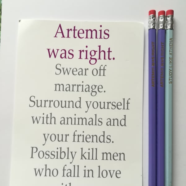 SECONDS - Artemis Print and Artemis and Athena Pencils, Greek Mythology