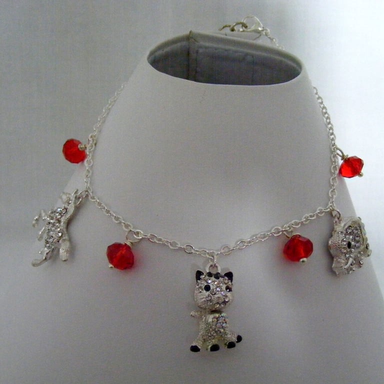 Crystal and Diamante Charm Anklet