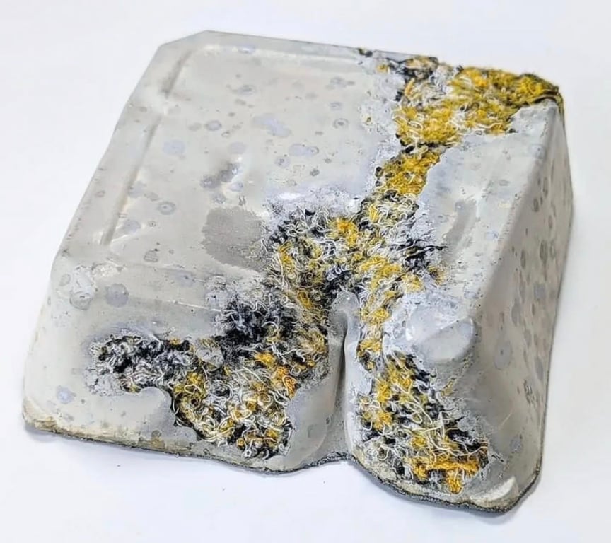 Crevice I - sculpture from recycled materials 