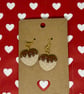 Polymer clay heart chocolate waffle dangly earrings - Image 2