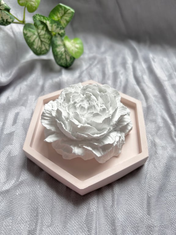 Peony Essential Oil Diffuser on Plate Handmade Home Fragrance Gift Set