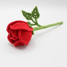 Macrame Rose bud, red rose single stem, forever rose flower