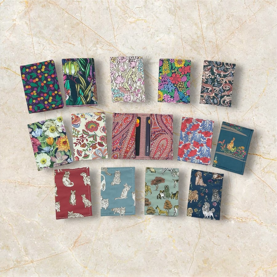 Liberty print card wallet, floral credit card pouch, fabric gift card case, loya