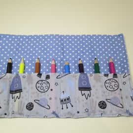 Spaceship Fabric Pencil Roll