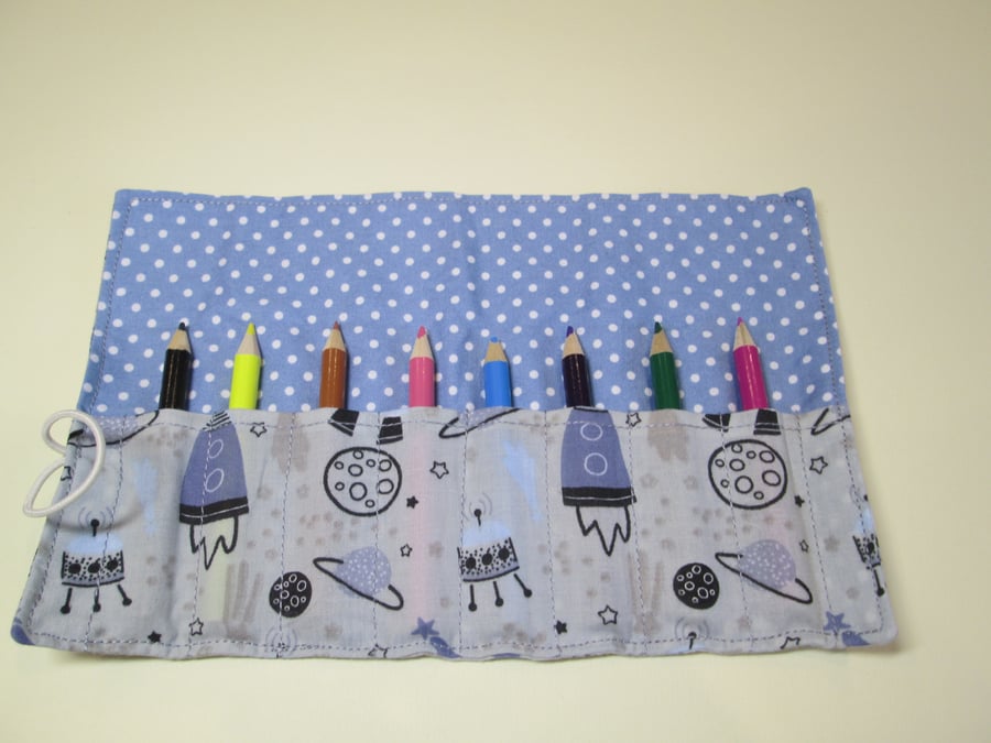 Spaceship Fabric Pencil Roll